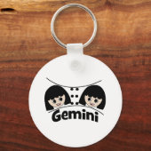 Gemini Zodiac Sign Twins Girls Illustratie Sleutelhanger (Voorkant)