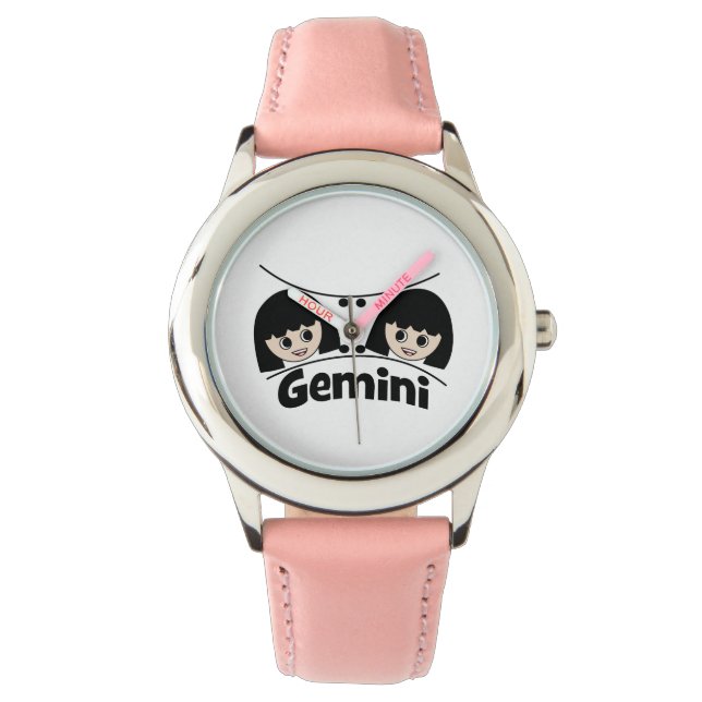 Gemini Zodiac Sign Twins Girls Kinder Horloge (Voorkant)