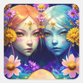 Gemini Zodiac Sign Vierkante Sticker