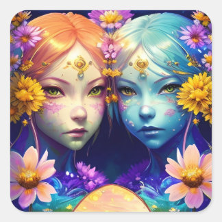 Gemini Zodiac Sign Vierkante Sticker