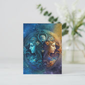 Gemini Zodiac Sign Waterverf Design Briefkaart (Staand voorkant)