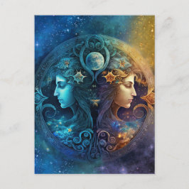 Gemini Zodiac Sign Waterverf Design Briefkaart