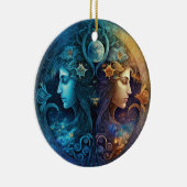 Gemini Zodiac Sign Waterverf Design Keramisch Ornament (Rechts)