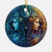 Gemini Zodiac Sign Waterverf Design Keramisch Ornament (Voorkant)