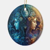 Gemini Zodiac Sign Waterverf Design Keramisch Ornament (Links)