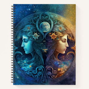 Gemini Zodiac Sign Waterverf Design Notitieboek