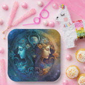 Gemini Zodiac Sign Waterverf Design Papieren Bordje (Feest)
