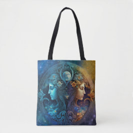 Gemini Zodiac Sign Waterverf Design Tote Bag