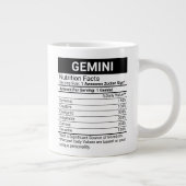 Gemini Zodiac Sign with Nutrition Facts Grote Koffiekop (Rechts)