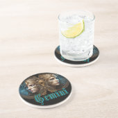 Gemini Zodiac Sign Zandsteen Onderzetter (Zijkant)