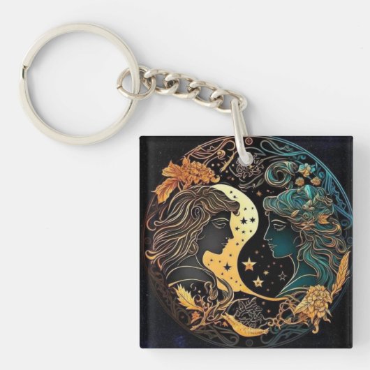 Gemini Zodiac Sleutelhanger (Voorkant)