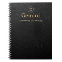 Gemini Zodiac Spiraal Notebook - Nep Leer Uiterlij