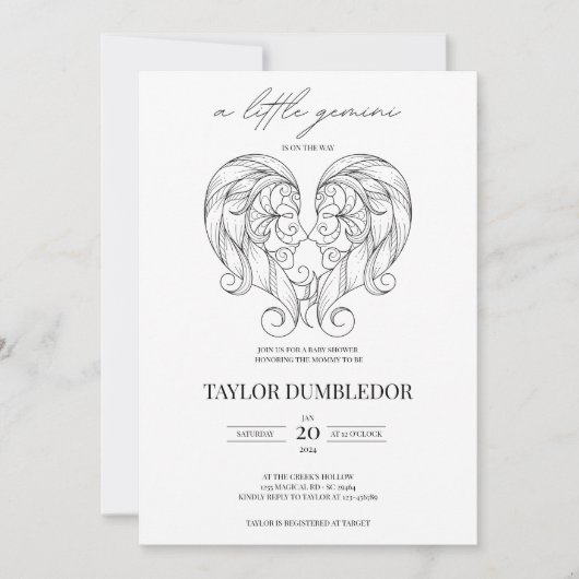 Gemini Zodiac Star Sign Astrology Baby shower Kaart (Voorkant)