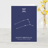 Gemini Zodiac Star Sign Custom Birthday Kaart (Gele Bloem)