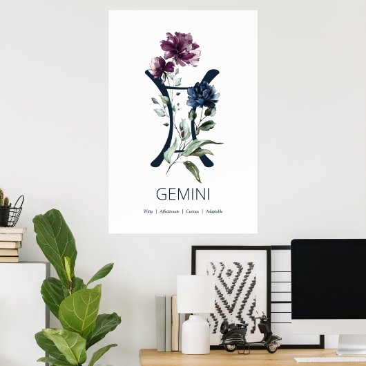 Gemini Zodiac Star Sign Poster (Thuiskantoor)