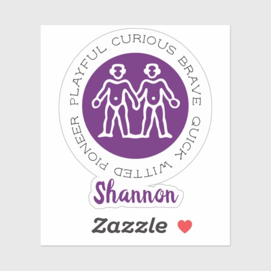 Gemini Zodiac Star Sign Traits Paars Sticker (Vel)