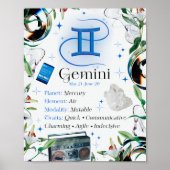 Gemini Zodiac Star Sing Y2K Wit 4:5 Poster (Voorkant)