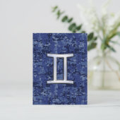 Gemini Zodiac Symbol Blue Digital Camouflage Briefkaart (Staand voorkant)