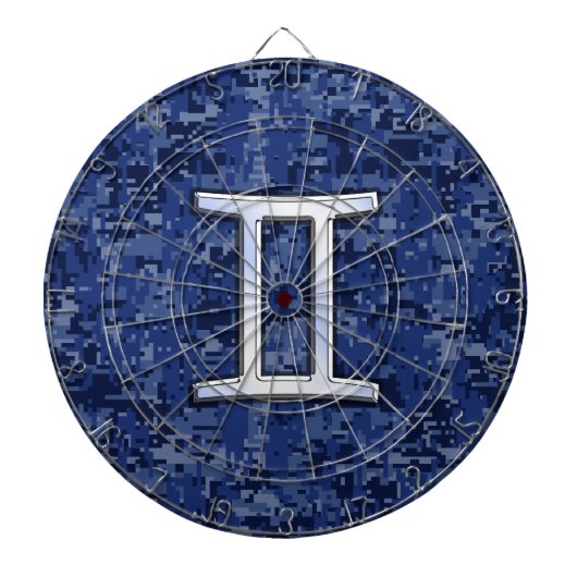Gemini Zodiac Symbol Blue Digital Camouflage Dartbord (Voorkant)