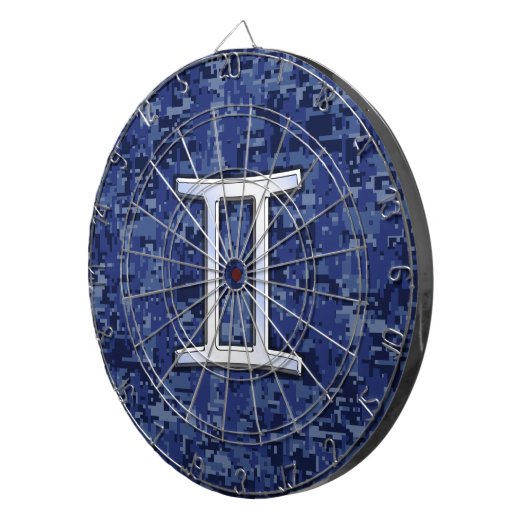 Gemini Zodiac Symbol Blue Digital Camouflage Dartbord (Voorkant Rechts)