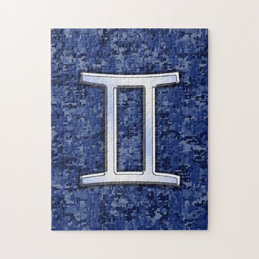 Gemini Zodiac Symbol Blue Digital Camouflage Legpuzzel (Verticaal)