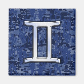 Gemini Zodiac Symbol Blue Digital Camouflage Magneet (Voorkant)