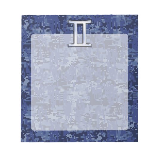 Gemini Zodiac Symbol Blue Digital Camouflage Notitieblok (Voorkant)