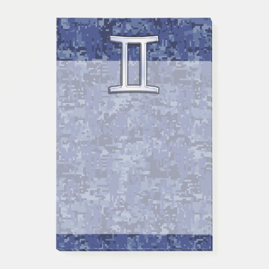 Gemini Zodiac Symbol Blue Digital Camouflage Post-it® Notes (Voorkant)