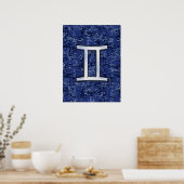 Gemini Zodiac Symbol Blue Digital Camouflage Poster (Keuken)