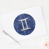 Gemini Zodiac Symbol Blue Digital Camouflage Ronde Sticker (Envelop)