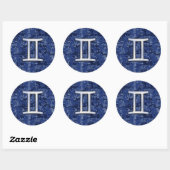 Gemini Zodiac Symbol Blue Digital Camouflage Ronde Sticker (Vel)