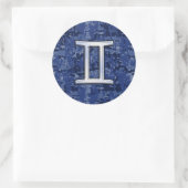 Gemini Zodiac Symbol Blue Digital Camouflage Ronde Sticker (Tas)