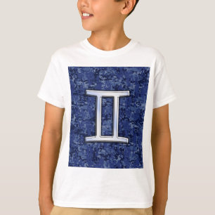 Gemini Zodiac Symbol Blue Digital Camouflage T-shirt