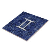Gemini Zodiac Symbol Blue Digital Camouflage Tegeltje (Zijkant)