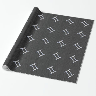 Gemini Zodiac Symbol Charcoal Carbon Fiber Print Cadeaupapier