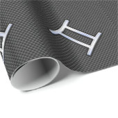 Gemini Zodiac Symbol Charcoal Carbon Fiber Print Cadeaupapier (Rol Hoek)