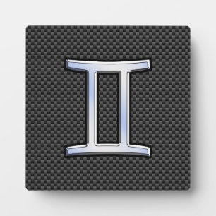 Gemini Zodiac Symbol Charcoal Carbon Fiber Print Fotoplaat
