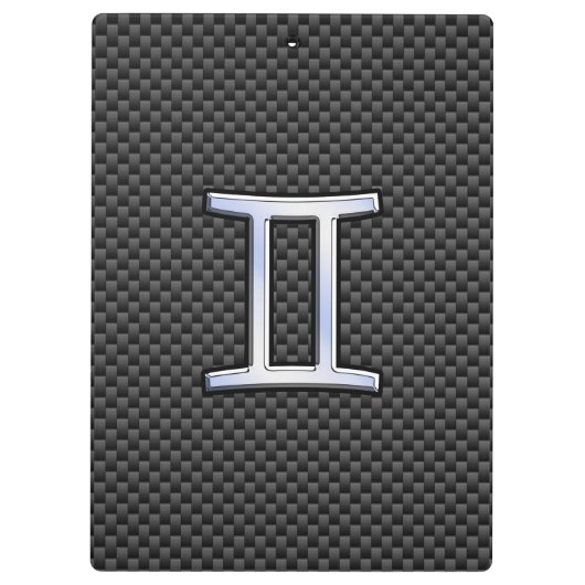 Gemini Zodiac Symbol Charcoal Carbon Fiber Print Klembord (Achterkant)