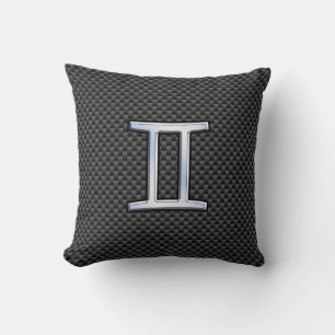 Gemini Zodiac Symbol Charcoal Carbon Fiber Print Kussen