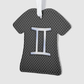 Gemini Zodiac Symbol Charcoal Carbon Fiber Print Ornament (voorkant)