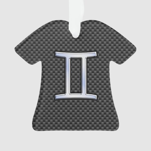 Gemini Zodiac Symbol Charcoal Carbon Fiber Print Ornament (voorkant)