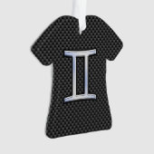 Gemini Zodiac Symbol Charcoal Carbon Fiber Print Ornament (voorkant)