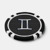 Gemini Zodiac Symbol Charcoal Carbon Fiber Print Poker Chips (Enkel)