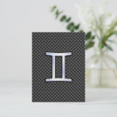 Gemini Zodiac Symbol Charcoal Carbon Fiber Style Briefkaart (Staand voorkant)