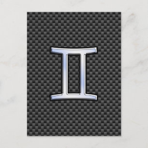 Gemini Zodiac Symbol Charcoal Carbon Fiber Style Briefkaart