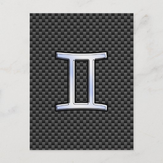 Gemini Zodiac Symbol Charcoal Carbon Fiber Style Briefkaart (Voorkant)