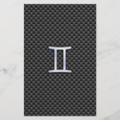 Gemini Zodiac Symbol Charcoal Carbon Fiber Style Briefpapier (Voorkant)