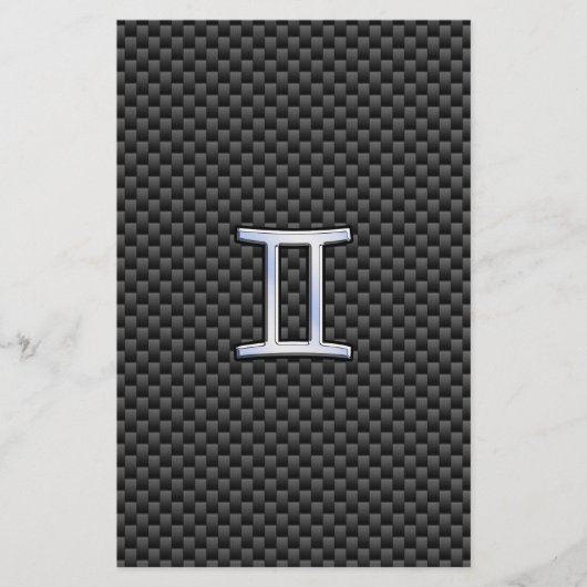 Gemini Zodiac Symbol Charcoal Carbon Fiber Style Briefpapier (Voorkant)