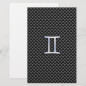 Gemini Zodiac Symbol Charcoal Carbon Fiber Style Briefpapier (Voorkant / Achterkant)