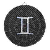 Gemini Zodiac Symbol Charcoal Carbon Fiber Style Dartbord (Voorkant)